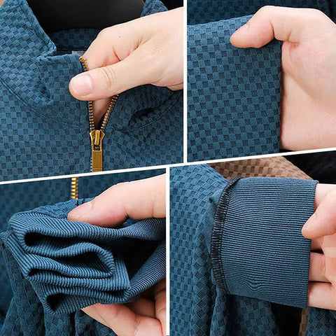 Men's Textured Half-Zip Patterned Sweater