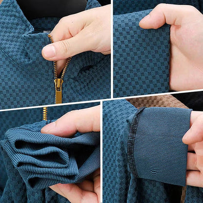 Men's Textured Half-Zip Patterned Sweater