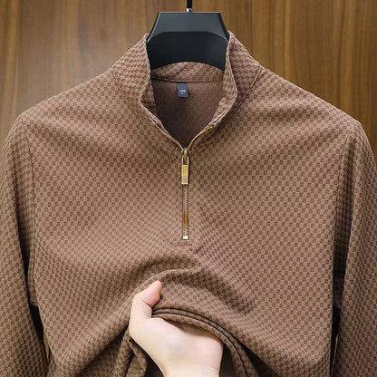 Men's Textured Half-Zip Patterned Sweater