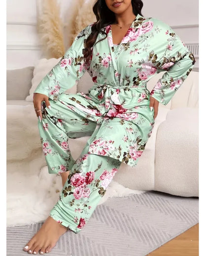Women’s Camisole, Robe & Pants Lounge Set