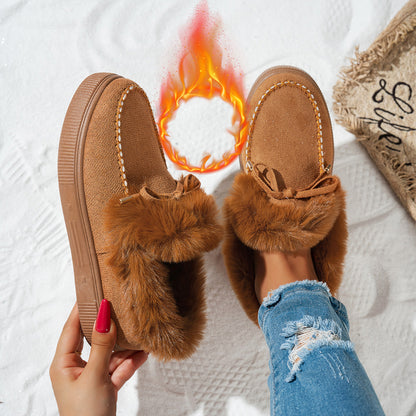 Women's Plush Trim Lace-Up Shoes