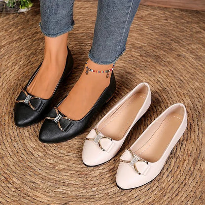 Women's Pointed-Toe Flats with Bow Detail