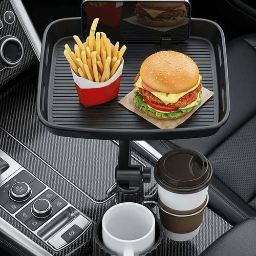 Adjustable Car Cup Holder Tray with Rotating Arm