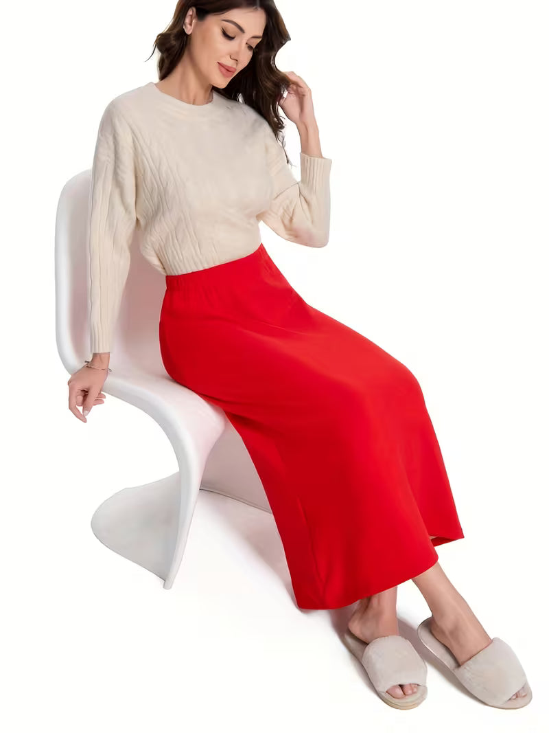 Women’s Warm Fleece Maxi Dress – Cozy Casual Loungewear for Fall & Winter