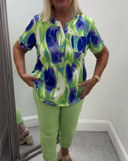 Women’s Ombre Henley Top with Pocket