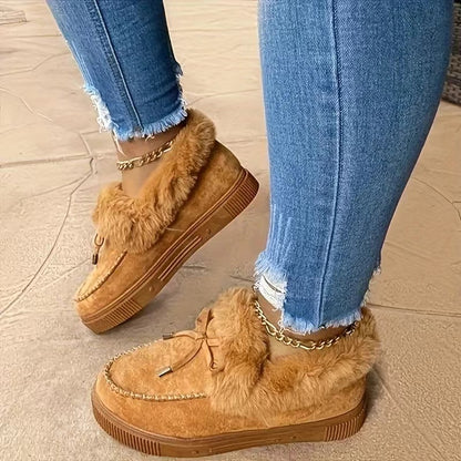 Women's Plush Trim Lace-Up Shoes