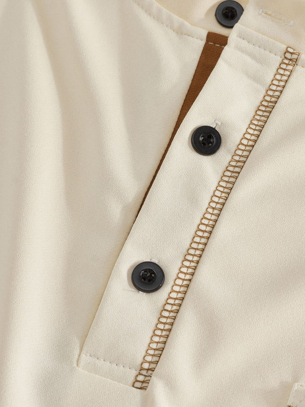 Men’s Contrast Stitch Stand Collar Polo Shirt