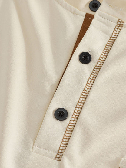 Men’s Contrast Stitch Stand Collar Polo Shirt
