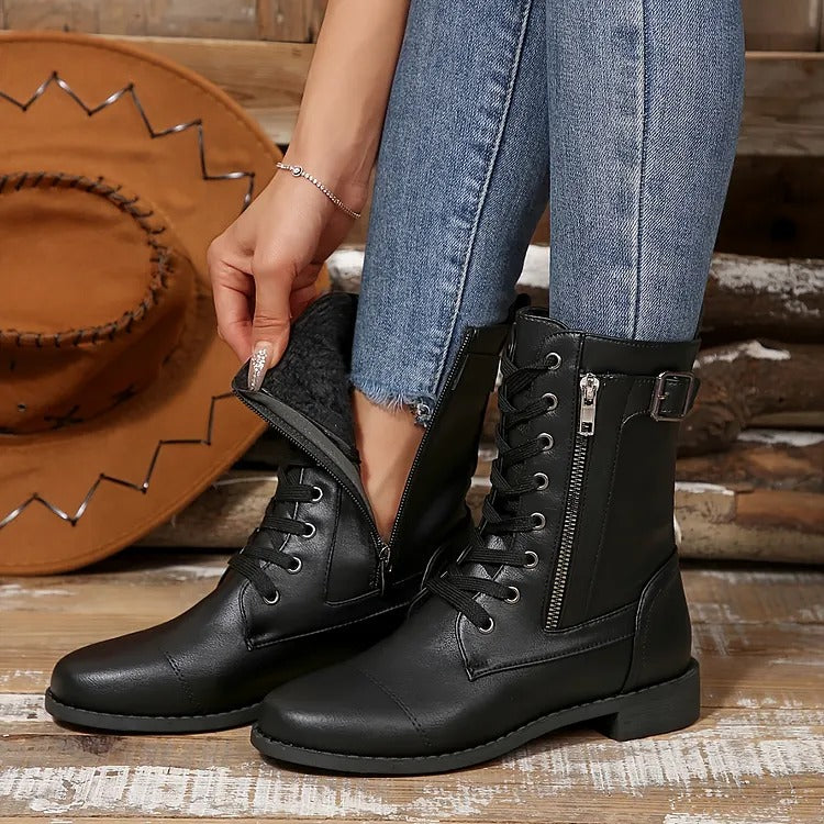Women's Lace-Up Side-Zip Boots
