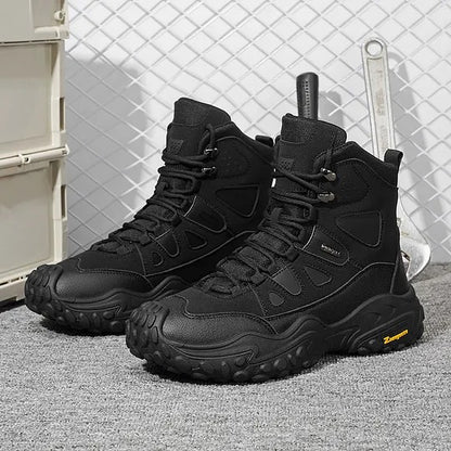 Men's High-Top Hiking Boots with Lace-Up Front