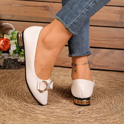 Women's Pointed-Toe Flats with Bow Detail