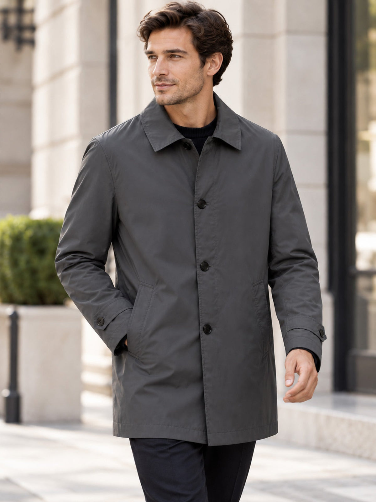 Men's Button-Front Collared Coat