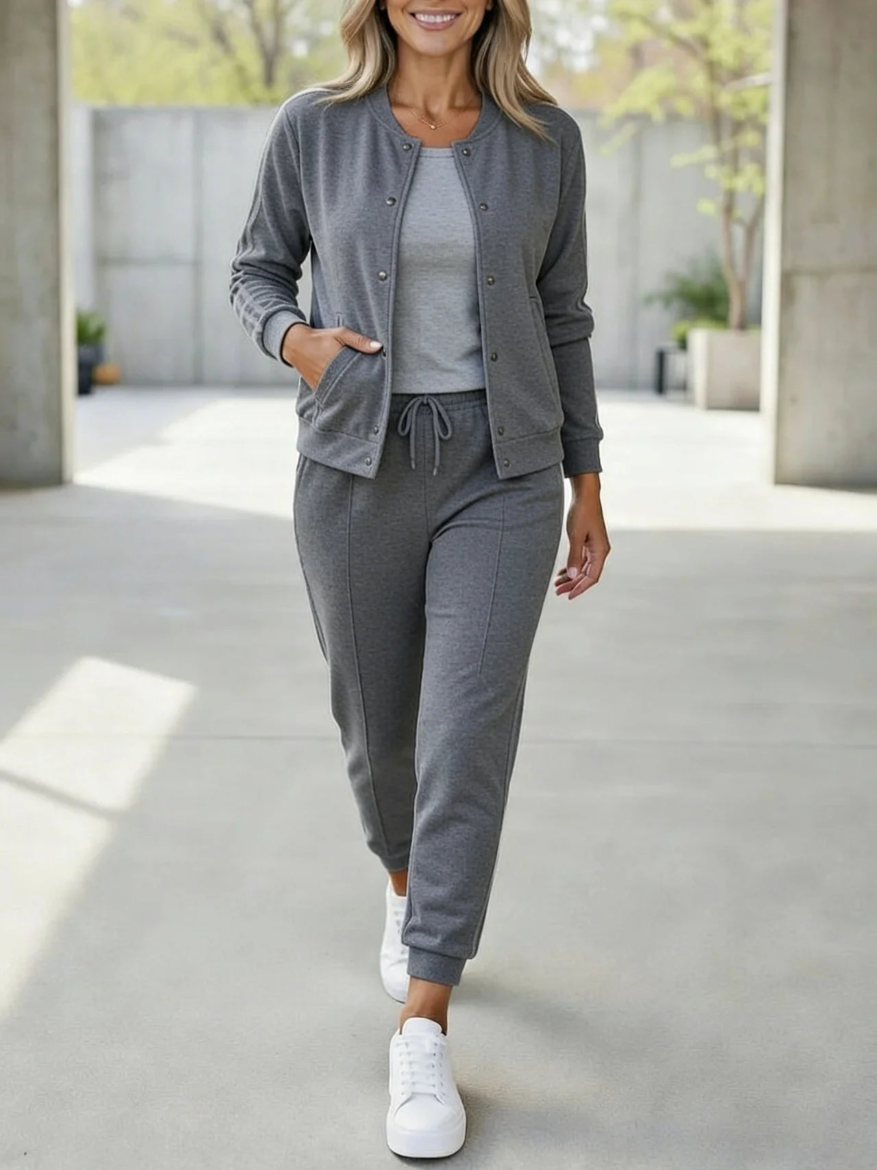 Women’s Casual Sport Stripe Jacket & Jogger Set