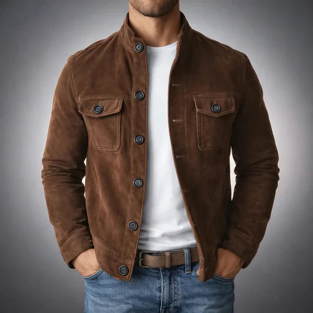 Men’s Button-Up Suede-Look Jacket