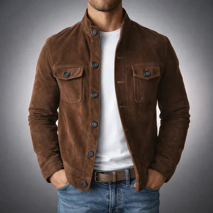Men’s Button-Up Suede-Look Jacket