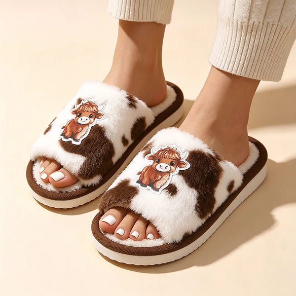 Women's Highland Cow Slide Slippers