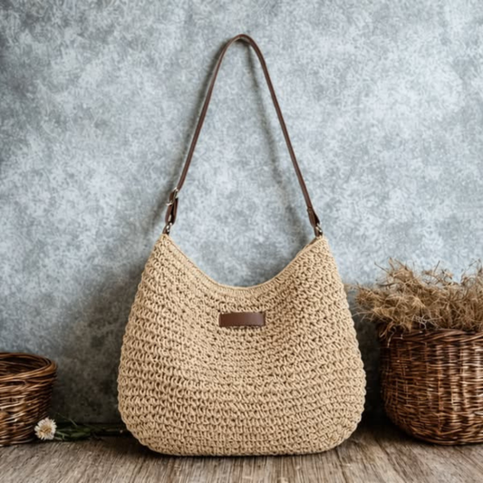 Woven Straw Shoulder Bag