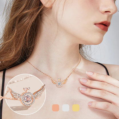 Women's Angel Wing Crystal Pendant Necklace