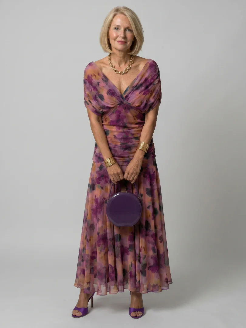 Women's Convertible Off-Shoulder Floral Maxi Dress