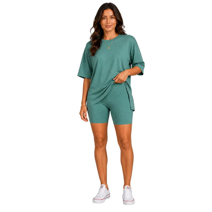 Women's Relaxed Tee & Biker Shorts Set