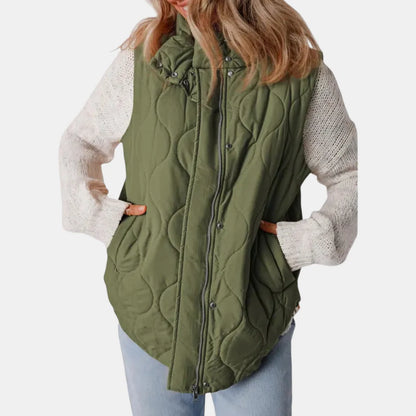 Women's Quilted Zip and Snap Button Vest
