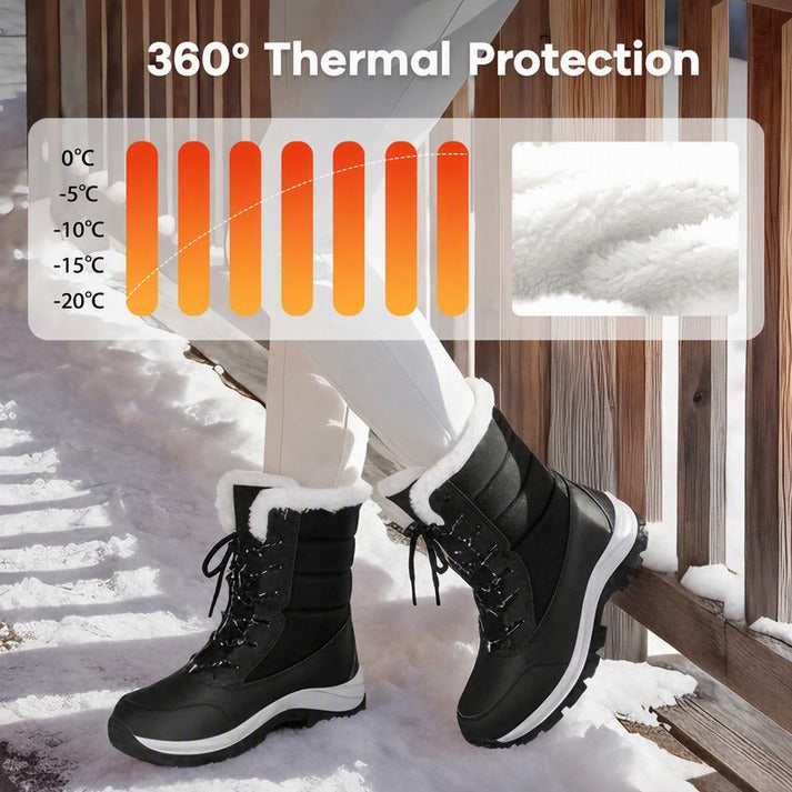Women's Lace-Up Faux Fur Snow Boots