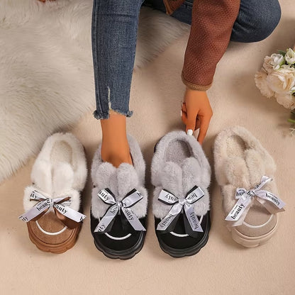 Women's Bow Detail Lined Slippers
