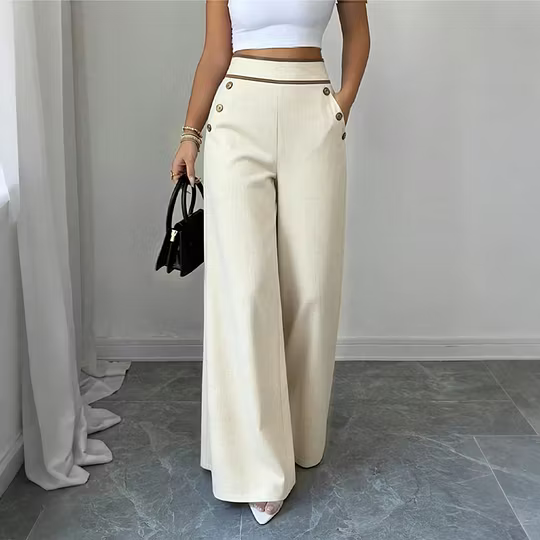 Women’s Contrast Trim Wide-Leg Pants