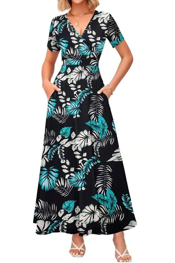 Women’s V-Neck Short-Sleeve Maxi Dress
