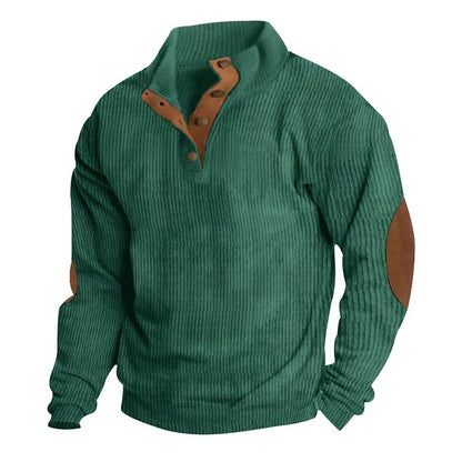 Men's Stand Collar Button Pullover