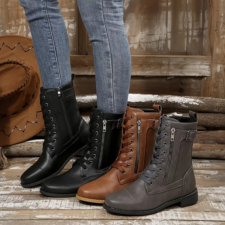 Women's Lace-Up Side-Zip Boots