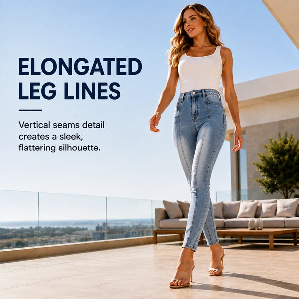 Women’s High-Waist Vertical Seam Skinny Jeans