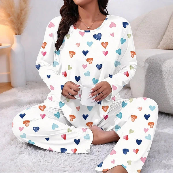 Women's Heart Print Pajama Set
