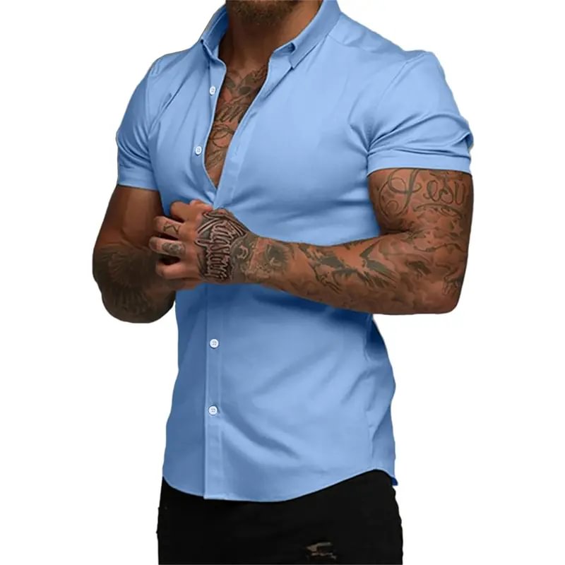 Men's Slim-Fit Short Sleeve Button-Up Shirt