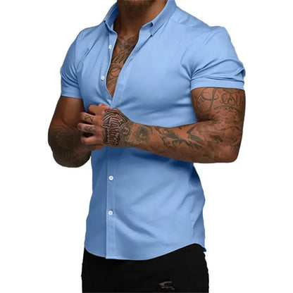 Men's Slim-Fit Short Sleeve Button-Up Shirt