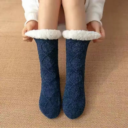 Unisex Knit Slipper Socks with Fold-Over Cuffs