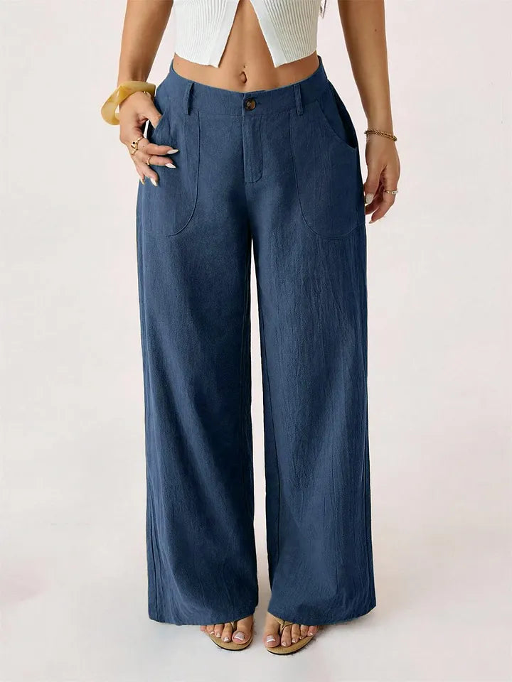 Women’s Wide-Leg Linen-Look Palazzo Pants