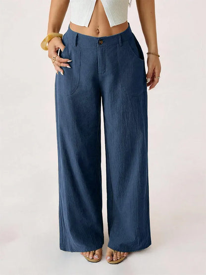 Women’s Wide-Leg Linen-Look Palazzo Pants