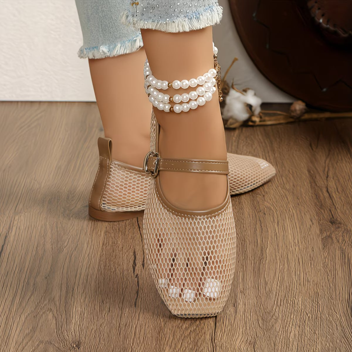 Women's Mesh Mary Jane Flats
