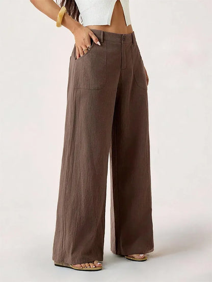 Women’s Wide-Leg Linen-Look Palazzo Pants