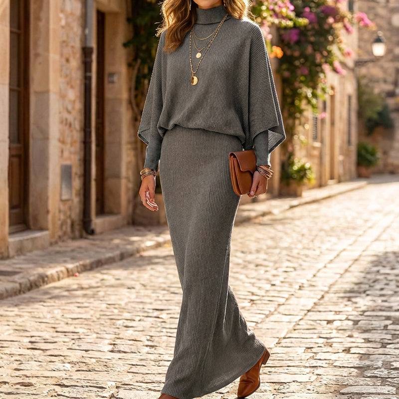 Women's Ribbed Two-Piece Top and Skirt Set