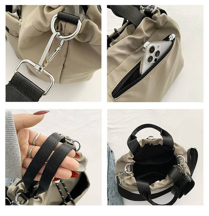 Women’s Lightweight Nylon Drawstring Bucket Bag
