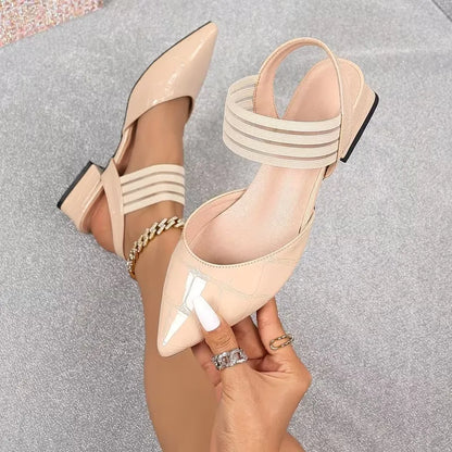 Women's Pointed Toe Slingback Block Heel Pumps