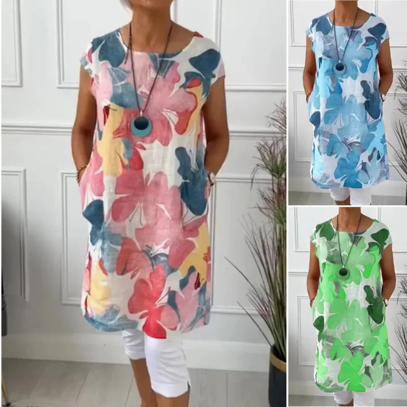 Women's Floral Print Cap Sleeve Dress