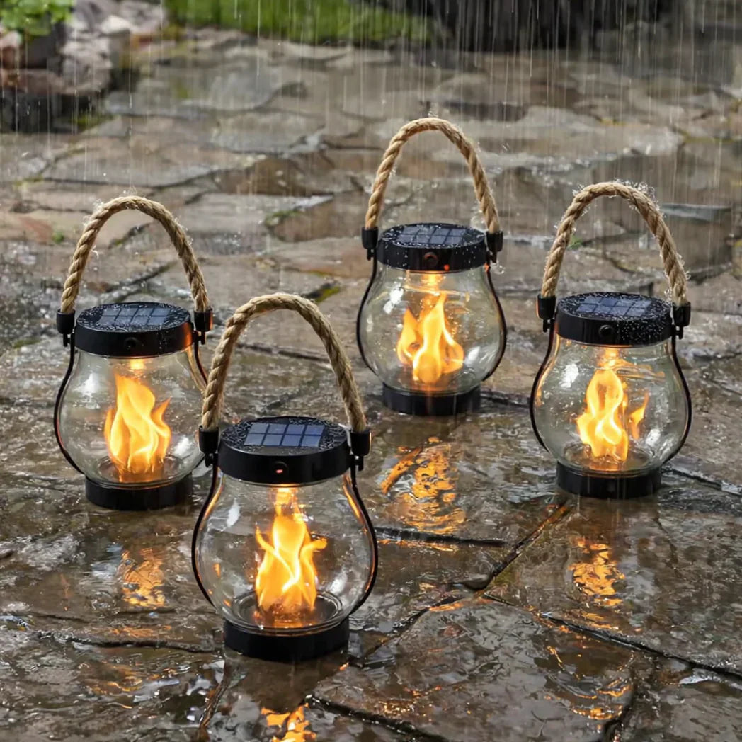 Solar Flame Effect Outdoor Lantern