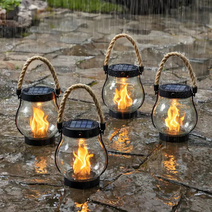 Solar Flame Effect Outdoor Lantern