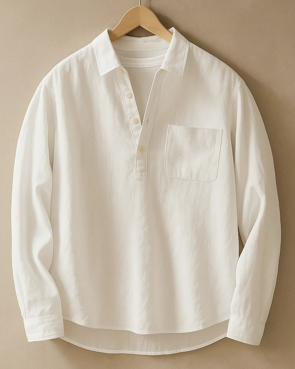 Men's Collared Button-Front Popover Shirt