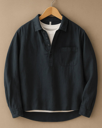 Men's Collared Button-Front Popover Shirt