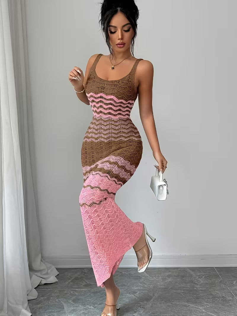 Women's Crochet Knit Sleeveless Maxi Dress