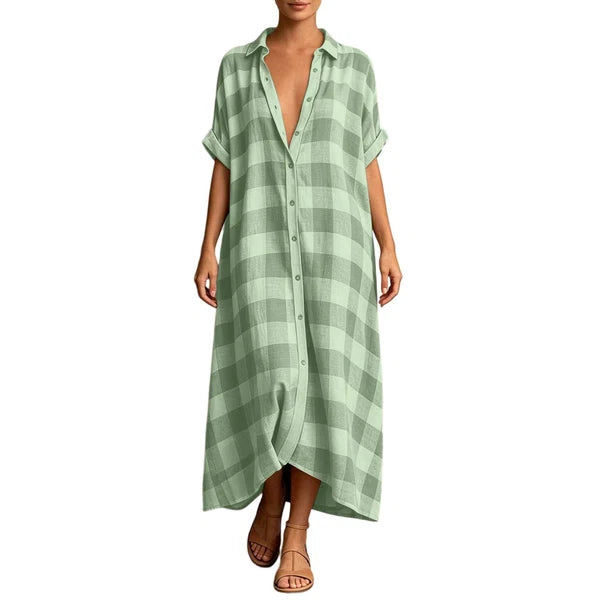 Women’s Check Button-Front Shirt Dress